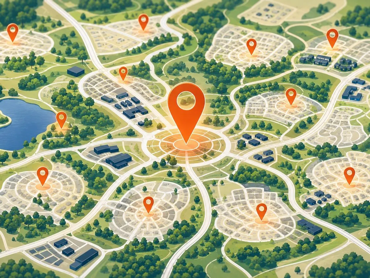 Illustrated map with location markers across northeast metro Atlanta communities