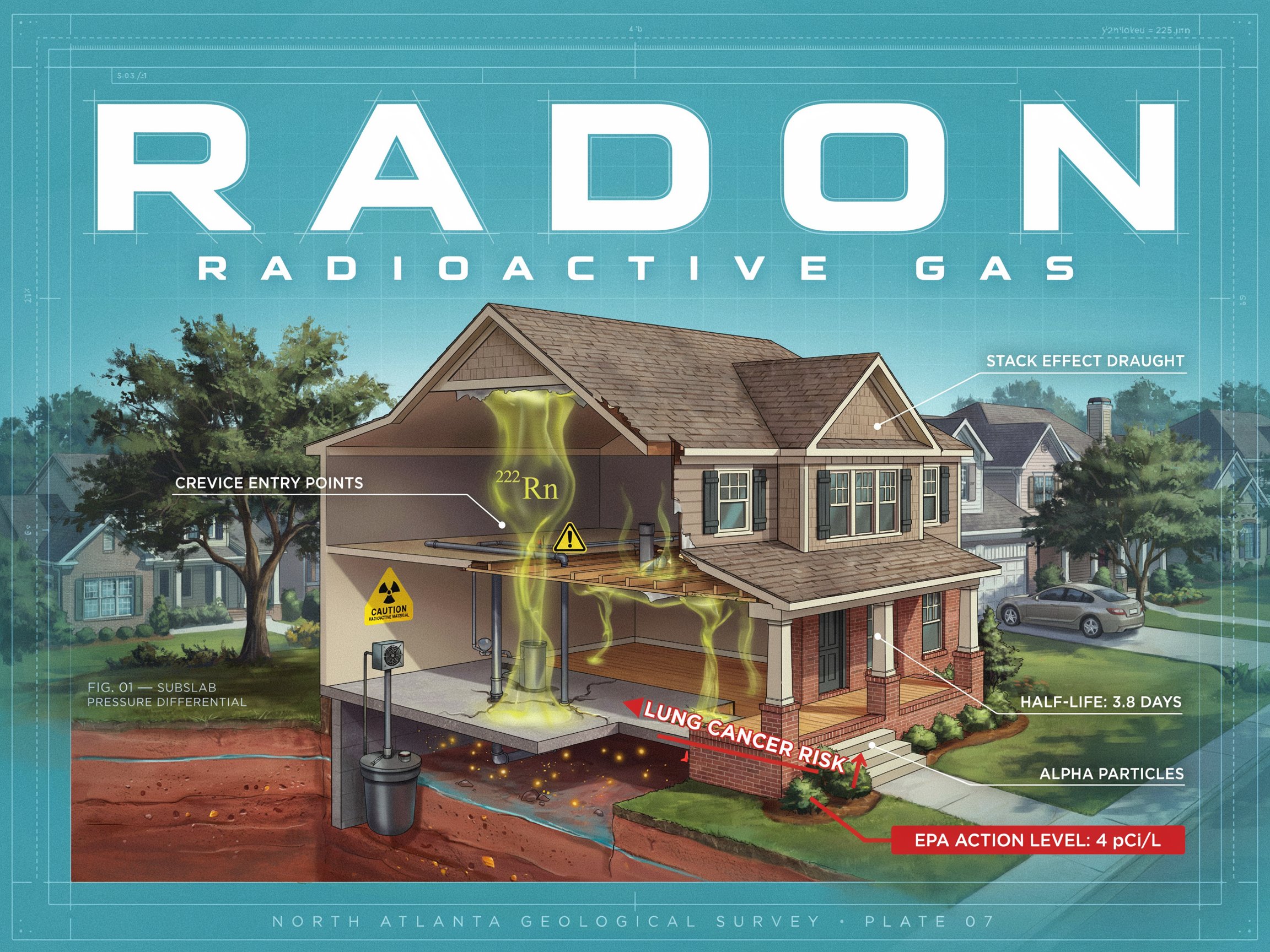 Continuous radon monitor placed on site